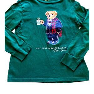 Polo Ralph Lauren Bear Logo long-sleeved Shirt Coffee Bear motif Green Youth Med